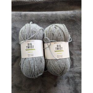 Big Twist Renewal Recycled Acrylic Yarn Lot of 2 Skeins - Gray